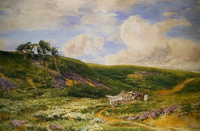 Krajobraz z wózkiem (akwarela na papierze) autorstwa Thomas Collier