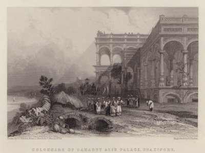 Saadat Ali rūmų kolonada, Ghazipore (spalvota lito) Poli autorstwa Thomas Colman (after) Dibdin