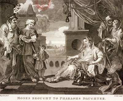 „Mojżesz przyprowadzony do córki faraonów”, 1809 autorstwa Thomas Cook