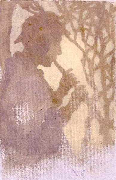 Woodlander, czyli Rurociąg do Nibyniby Nigdzie (akwarela) autorstwa Thomas Cooper Gotch