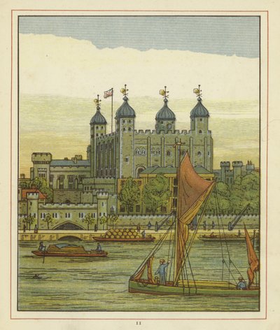 Łodzie na Tamizie, a za nimi Tower of London autorstwa Thomas Crane