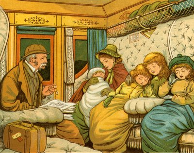 Podróż pociągiem w latach 80. XIX wieku z Paryża do Calais nocą. autorstwa Thomas Crane