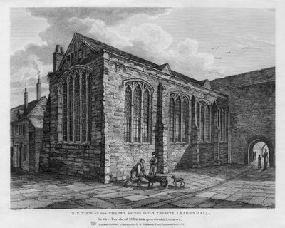 Widok północno-wschodni kaplicy Świętej Trójcy, Leadenhall, Londyn, 1825. autorstwa Thomas Dale