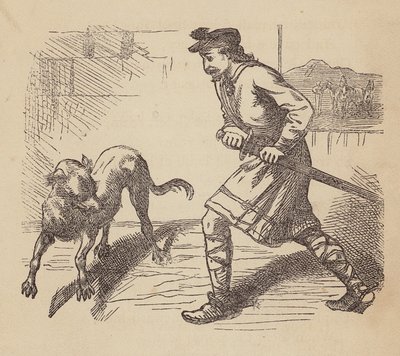 Llewellyn i jego pies (kolorowa rycina) autorstwa Thomas Dalziel