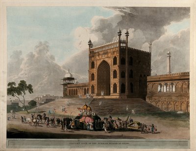 Wschodnia brama Muzułmańskiego Meczetu Jummah w Delhi autorstwa Thomas Daniell