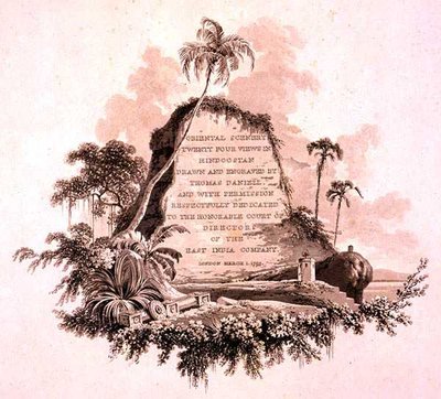 Frontyspis z „Oriental Scenery: Dwadzieścia cztery widoki w Hindoostanie” autorstwa Thomas Daniell