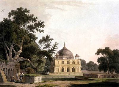 Mauzoleum sułtana Chusero, niedaleko Allahabadu, z „Pejzaż orientalny: dwadzieścia cztery widoki w Hindoostanie” autorstwa Thomas Daniell