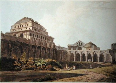 Część pałacu, Madura, tablica XIII z "Pejzaż orientalny", wydana 1797 (akwatinta kolorowa) autorstwa Thomas Daniell