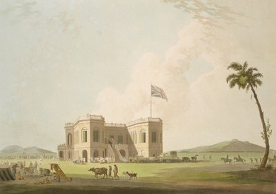 The Assembly Rooms na torze wyścigowym w pobliżu Madrasu, płyta 37 z „Oriental Scenery: Twenty Four Views in Hindoostan”, ryt. Thomas i William (1769-1837) Daniell, wydana w 1798 r. autorstwa Thomas Daniell