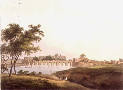 The Bridge at Juonpore, Bengal, rycina H. Merke (fl.1800-20) wyd. Edwarda Orme (1774-c.1820) 1804 (lito) autorstwa Thomas Daniell