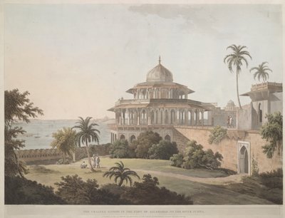 Chalees Satoon w forcie Allahabad nad rzeką Jumna autorstwa Thomas Daniell
