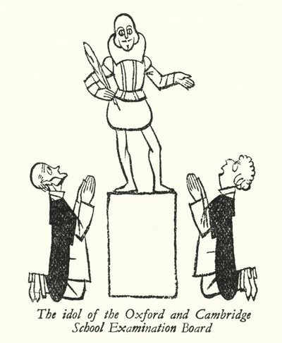 William Szekspir, idol Szkolnej Komisji Egzaminacyjnej Oxford i Cambridge (litografia) autorstwa Thomas Derrick