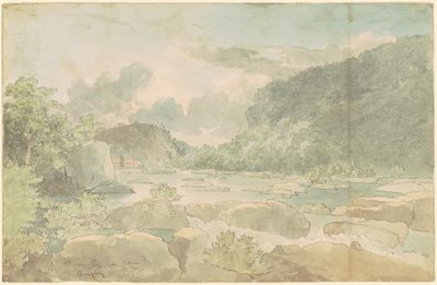 Harpers Ferry from Below, c.1825-26 (pióro i atrament z akwarelą na papierze) autorstwa Thomas Doughty