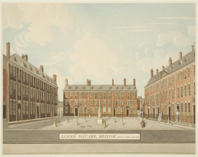 Widok Placu Św. Jakuba od południa, ok. 1806 (ołówek i akwarela na papierze) autorstwa Thomas Dr Pole