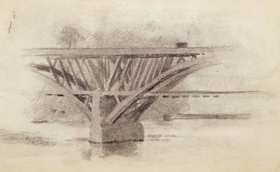 Rysunek Girard Avenue BridgeVerso szkic wiosła, c. 1871. autorstwa Thomas Eakins