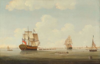 HMS Woolwich pod holowaniem autorstwa Thomas Elliott