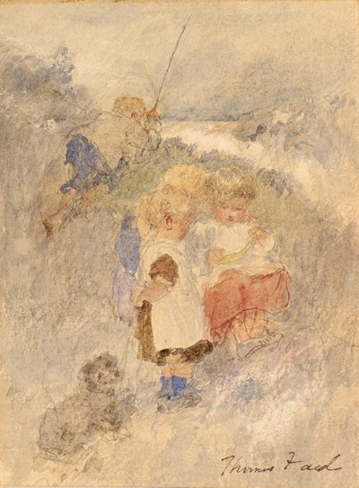 Dzieci Wędkarstwo autorstwa Thomas Faed