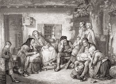 Niedziela w ostępach Kanady, z „Illustrations of English and Scottish History” Tom II (patrz 13342) autorstwa Thomas Faed