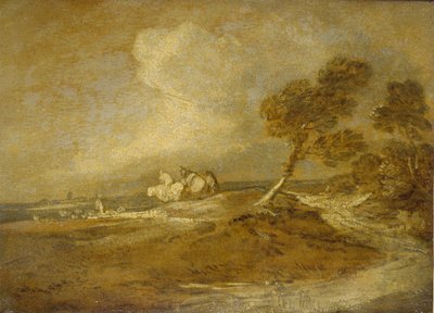 Krajobraz z jeźdźcami (olej na papierze) autorstwa Thomas Gainsborough