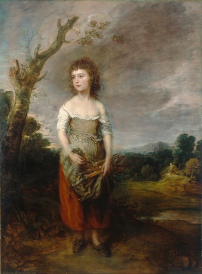 Wiejska dziewczyna zbierająca pedały w lesie autorstwa Thomas Gainsborough