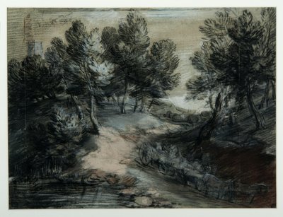 Drewniany wagon na leśnej drodze, 1775-80 autorstwa Thomas Gainsborough