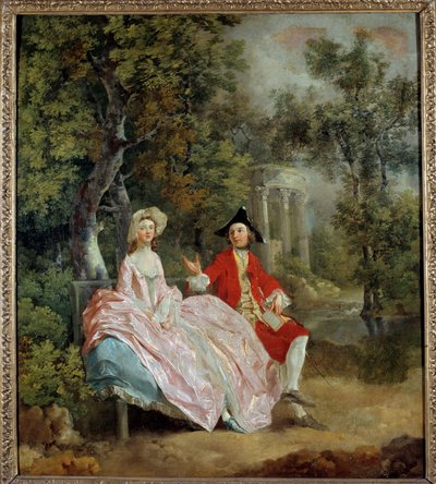 Rozmowa w parku: Thomas Gainsborough i jego żona Margaret Obraz Thomasa Gainsborough (1727-1788) 1746 nd. 0,73 x 0,68 m - Rozmowa w parku: Thomas Gainsborough i jego narzeczona Margaret. Obraz Thomasa Gainsborough (1727-1788) autorstwa Thomas Gainsborough