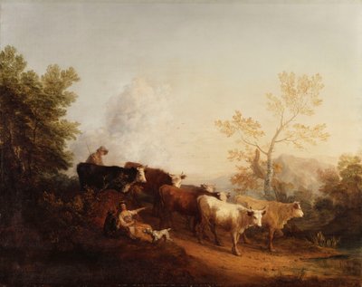 Wieczór; Krajobraz z bydłem wracającym do domu, autorstwa Thomas Gainsborough