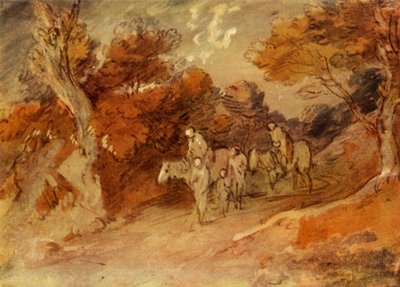 Figury i konie na wiejskiej uliczce, połowa końca XVIII wieku, 1934. autorstwa Thomas Gainsborough
