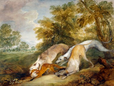 Борзые бегут за лисой (холст, масло)лак autorstwa Thomas Gainsborough