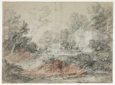 Krajobraz z budynkami nad strumieniem autorstwa Thomas Gainsborough