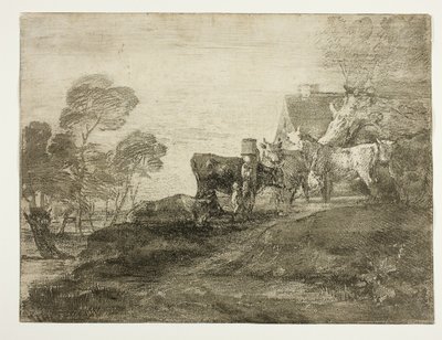 Krajobraz z bydłem przy domku autorstwa Thomas Gainsborough