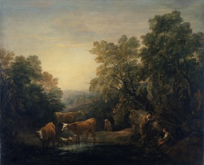 Skalisty krajobraz z Hagar i Ismaelem (olej na płótnie) autorstwa Thomas Gainsborough