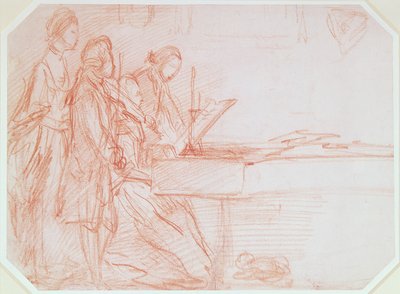 Studium do portretu grupowego partii muzycznej, ok. 1770 (czerwona kreda na papierze) autorstwa Thomas Gainsborough