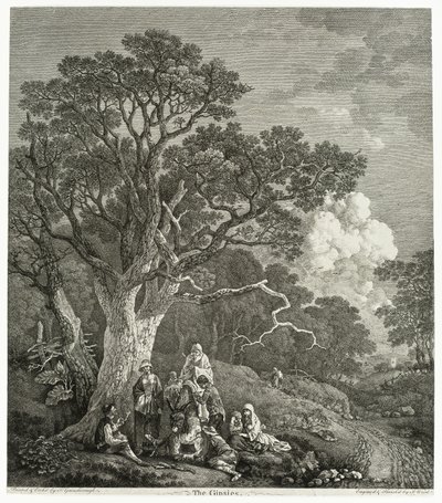 Zalesiony krajobraz z Cyganami zgromadzonymi przy ognisku autorstwa Thomas Gainsborough