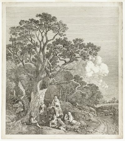 Zalesiony krajobraz z Cyganami zgromadzonymi przy ognisku autorstwa Thomas Gainsborough