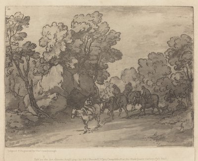 Zalesiony krajobraz z jeźdźcami autorstwa Thomas Gainsborough
