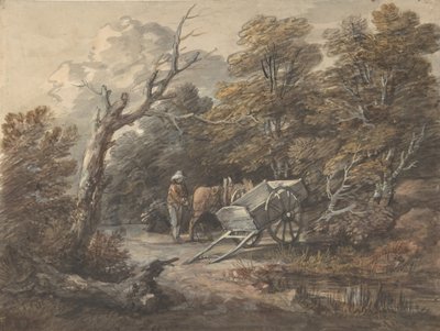 Scena leśna z chłopem, koniem i wozem, ca. 1760. autorstwa Thomas Gainsborough