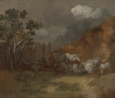 Owce i baranki przez płot autorstwa Thomas Gainsborough RA