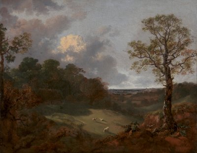 Zalesiony krajobraz z chatą i pasterzem autorstwa Thomas Gainsborough RA