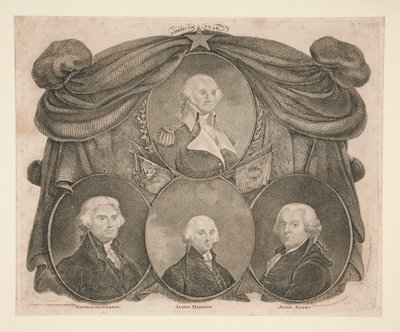 American Star, Waszyngton, Jefferson, Madison i Adams autorstwa Thomas Gimbrede