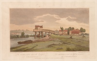 Wybór dwudziestu najbardziej malowniczych widoków w Paryżu: Młyn wodny nad mostem...1803 autorstwa Thomas Girtin
