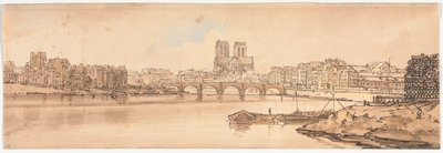 Wybór dwudziestu najbardziej malowniczych widoków w Paryżu: widok na Pont de la Tournelle i Notre Dame zaczerpnięty z Arsenału autorstwa Thomas Girtin