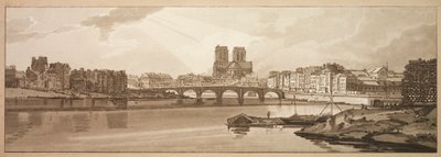Wybór dwudziestu najbardziej malowniczych widoków w Paryżu: widok na Pont de la Tournelle i Notre Dame zaczerpnięty z Arsenału autorstwa Thomas Girtin