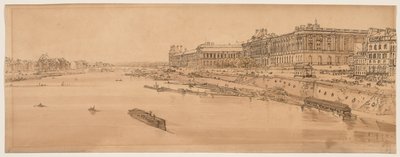 Wybór dwudziestu najbardziej malowniczych widoków w Paryżu: widok na Luwr i most Tuilleries zaczerpnięty z Pont Neuf autorstwa Thomas Girtin