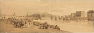 Widok na Pont Neuf, mennicę itd.: tablica 8 autorstwa Thomas Girtin