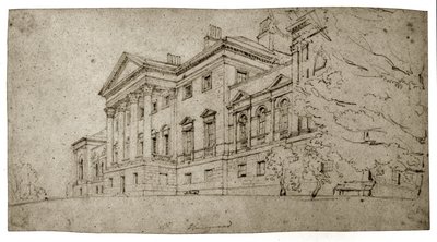 Harewood House, Yorkshire, ok. 1798 (grafit na fakturowanym papierze tkanym) autorstwa Thomas Girtin