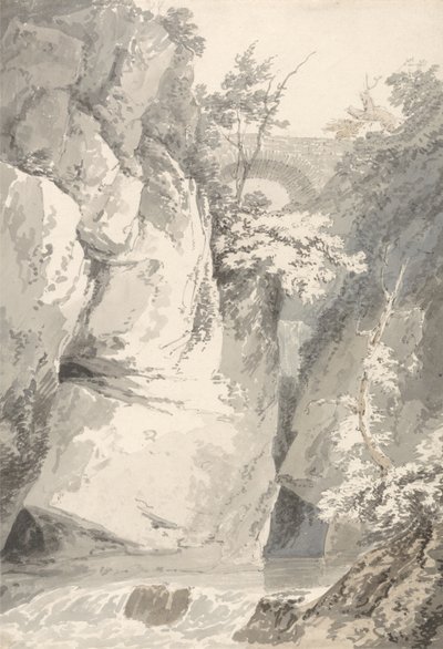 Nad brzegiem Lago di Como, ok. 1796 (zamycie grafitu na papierze) autorstwa Thomas Girtin