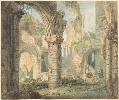 Święta wyspa św. Cuthberta, 1797 (wc nad ołówkiem na papierze strukturalnym) autorstwa Thomas Girtin