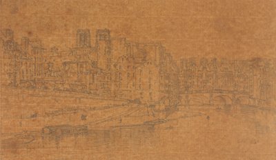 Widok na Pont St.Michel, zaczerpnięty z Pont Neuf, 1803 (studium do tablicy 4 z Widoków w Paryżu) autorstwa Thomas Girtin