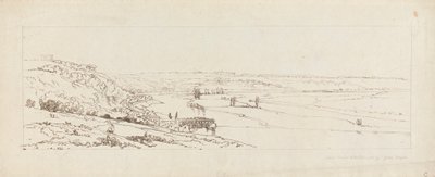 Widok na wodociągi w Marly iw oddali St. Germain-en-Laye autorstwa Thomas Girtin